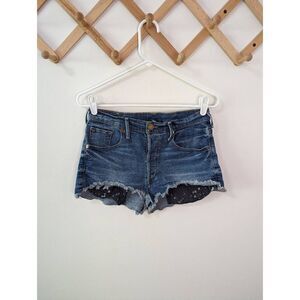 Tru Religion Scout Boyfriend Mullet Hem Short Denim Cutoff Shorts - Size 26